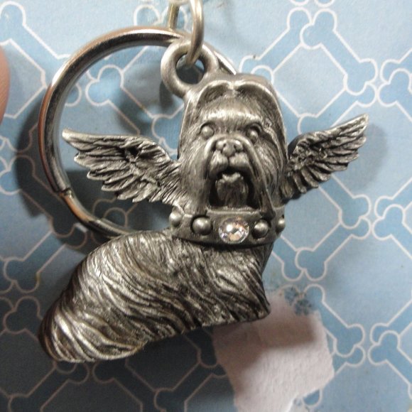 Host pick Puppy Love SHIH TZU Angel pewter Swarovski Crystal Key Chain - Picture 6 of 6